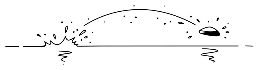 stone skipping on water minimalist line art