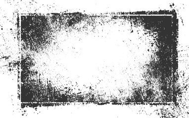 Distressed black textured rectangular frame with white background vector