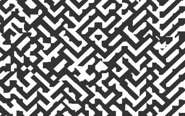 Intricate geometric maze pattern black and white abstract design vector