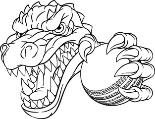 Crocodile Dinosaur Alligator Cricket Sports Mascot
