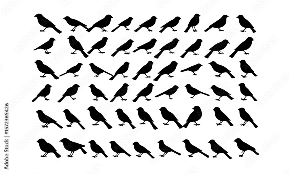 Poster silhouette pattern of many birds arranged in a grid formation view
