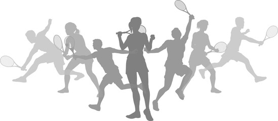 Silhouette Tennis Players Silhouettes Concept
