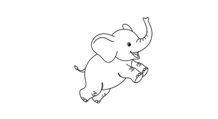 Joyful Jumping Elephant illustration with detailed outline artwork perfect for children's books and playful designs