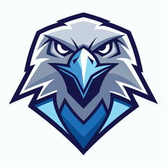Fierce eagle head with intense gaze in blue and gray displays determined power
