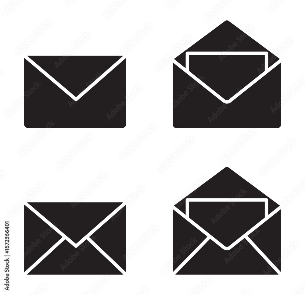Aufkleber mail or email icon set. envelope symbol with letter. email send message icon vector set isolated on 