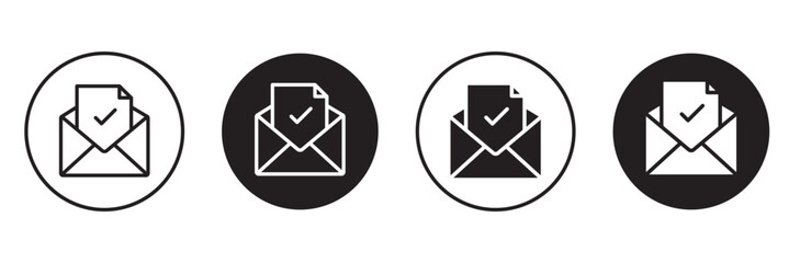 A illustration of a black envelope icon on a white background. E mail icon set.  eps 10 