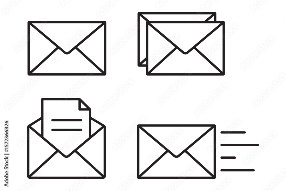 Poster mail icon set. email icon vector. e-mail icon. envelope illustration. set of mail envelope icon .