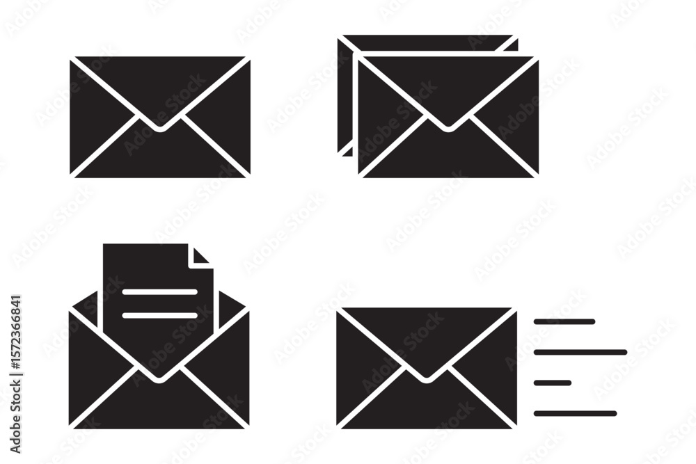 Poster mail icon set. email icon vector. e-mail icon. envelope illustration. set of mail envelope icon .