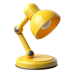 3d yellow desk lamp with adjustable arm isolated on transparent background