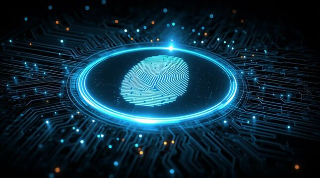 Biometric Fingerprint Scan on Digital Interface
