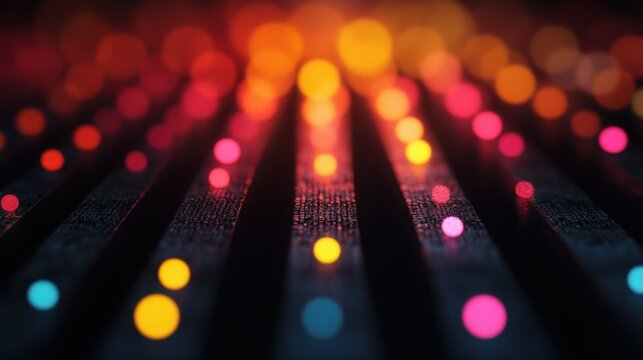 Abstract glowing points on dark textured surface