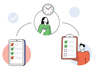 Efficient time management and task completion concept with transparent elements