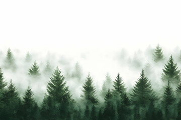 Misty Evergreen Forest Illustration