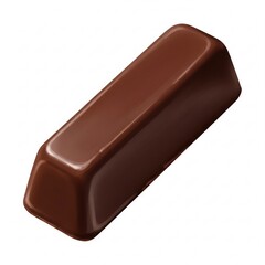 Single Dark Chocolate Bar with Glossy Finish Isolated on White Background.