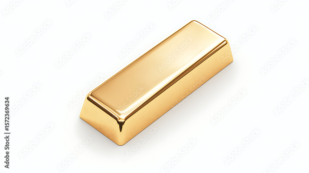 Poster a single, gleaming bar of precious metal glistens against a white backdrop, symbolizing wealth and s