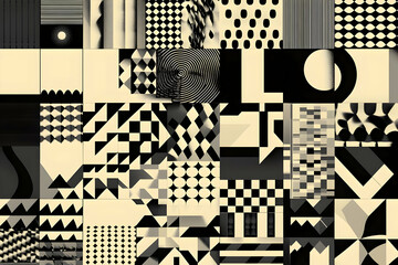 Abstract Geometric Black and Beige Collage Illustration