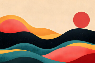 Abstract Wavy Landscape Illustration
