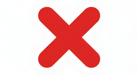 Fototapeta premium Bright red cross mark symbol on a clean white background for various usage