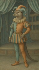 Whimsical otter jester portrait