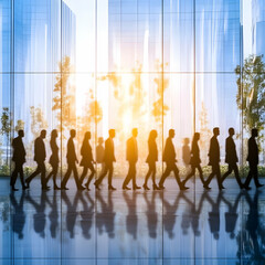 Silhouette Business People Walking Illustration