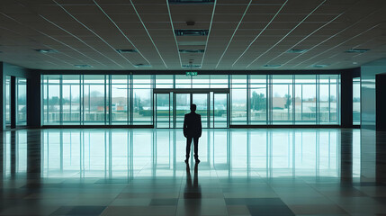Silhouette Businessman Modern Office Illustration