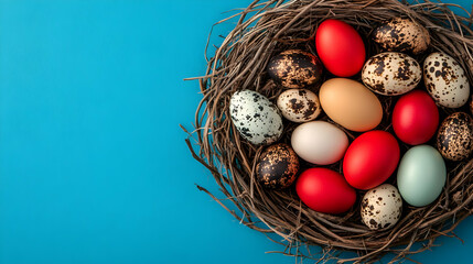 Colorful Eggs in Nest Spring Illustration