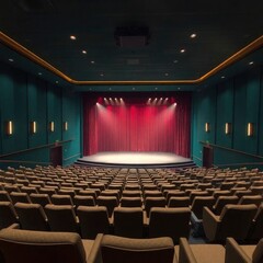Digital sketch, painterly style, iridescent colors, soft light. Theater interior stage, with generative ai