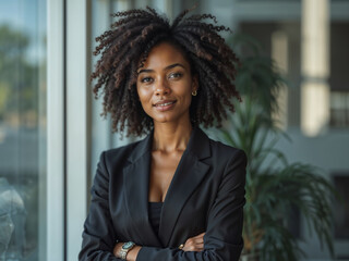 Confident Businesswoman Posing in Office Setting