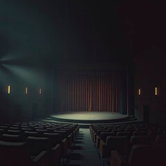 Digital sketch, painterly style, iridescent colors, soft light. Theater interior stage, with generative ai