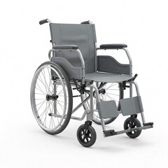 Fototapeta premium A modern grey wheelchair with a sturdy frame and wheels, designed for mobility,