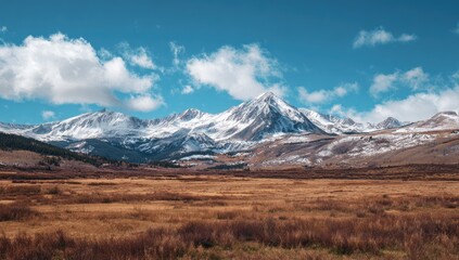 Snowy mountain range panorama