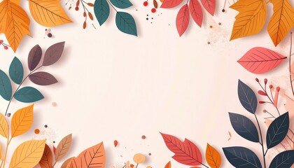 Obraz premium Autumn leaves arrangement nature digital graphic warm color palette close-up view seasonal beauty