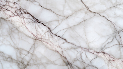 Elegant white marble surface with intricate gray and burgundy veining, showcasing natural beauty and texture, ideal for backgrounds and design projects