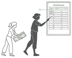 Businesswoman explaining financial data accountancy analysis concept on white background with transparency
