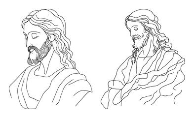 jesus christ portrait line art drawing