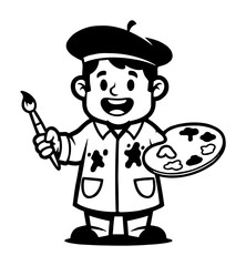 cute cartoon artist character mascot illustration