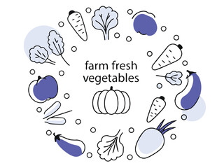 Farm fresh vegetable collection illustrated design suitable for healthy eating concepts