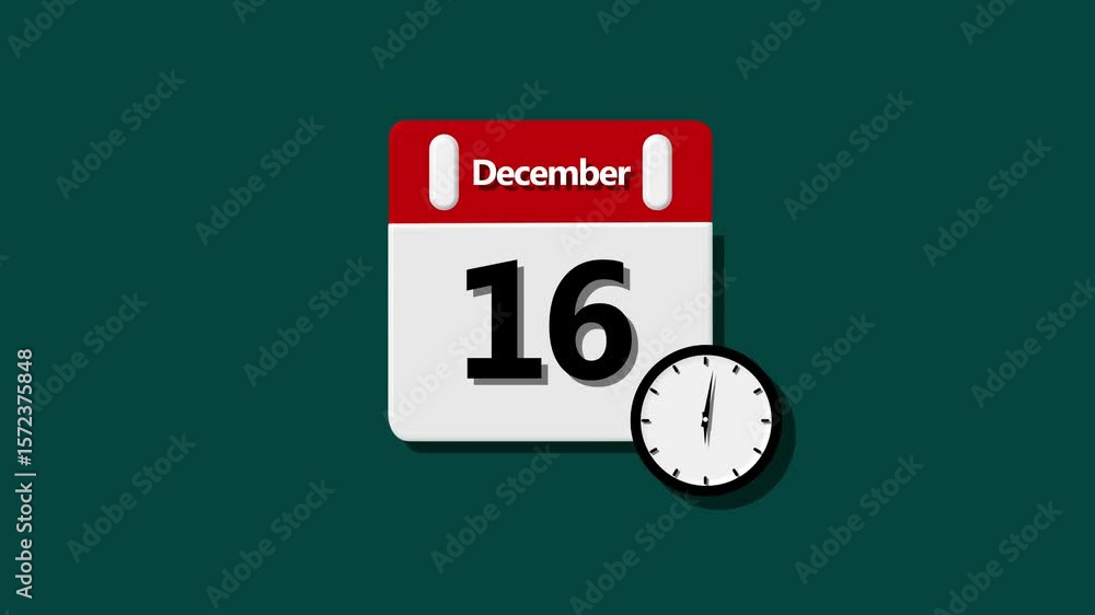 Poster december calendar calendar simple icon animation .december calendar icon - day 16 animation with cya