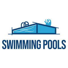 swimming pools flat minimalist logo design