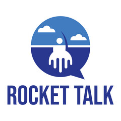 rocket talk podcast flat minimalist logo design