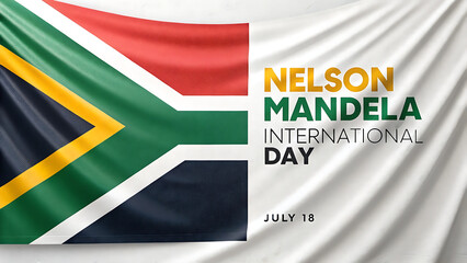 Waving national banner, the green, red, black, white, and yellow South Africa flag symbolizes the country's patriotism