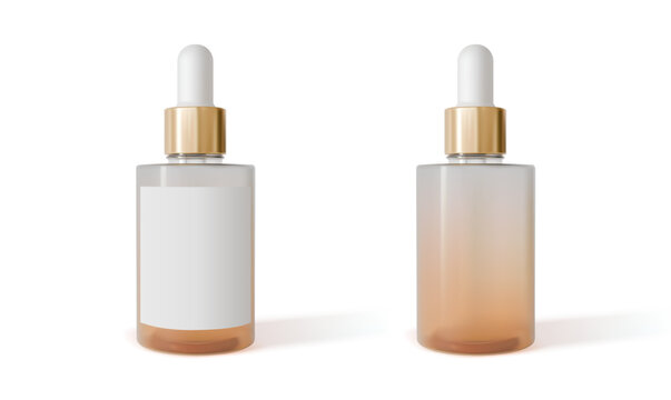 skincare frosted glass dropper bottle with a golden cap with blank label design