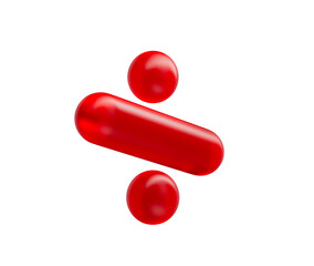 3D Glossy red division symbol with a sleek and modern reflective appearance. 3d illustration