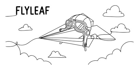 paper airplane pilot with goggles in flyleaf design