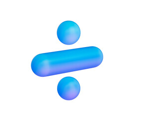 A sleek division symbol with a smooth, matte blue finish and soft lighting.. 3d illustration