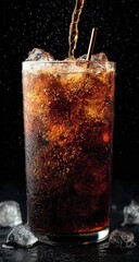 Dark soda poured over ice