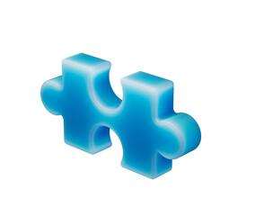 Fototapeta premium A smooth, glowing blue puzzle piece with a soft, futuristic and elegant appearance. 3d illustration