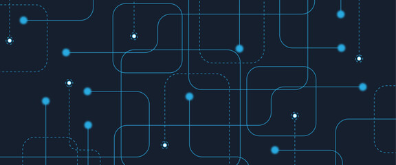 Abstract digital AI circuit board background with tech icons. Digital technology motherboard texture design. Engineering circuit board concept for poster, header, banner, website, presentation