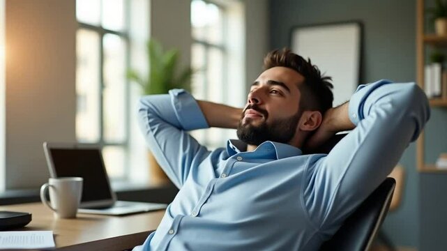 Young Businessman Relaxing After Productive Day