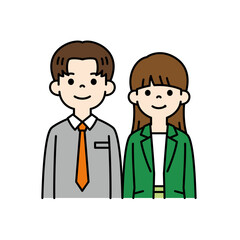 若い男女のビジネスパーソンの上半身イラスト素材セット＿ベクター＿カラー